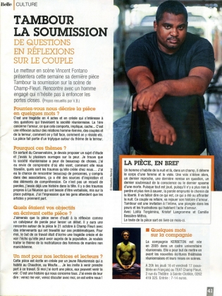  Vincent Fontano, comédien et metteur en scène. Belle magazine. La Réunion. 2014.